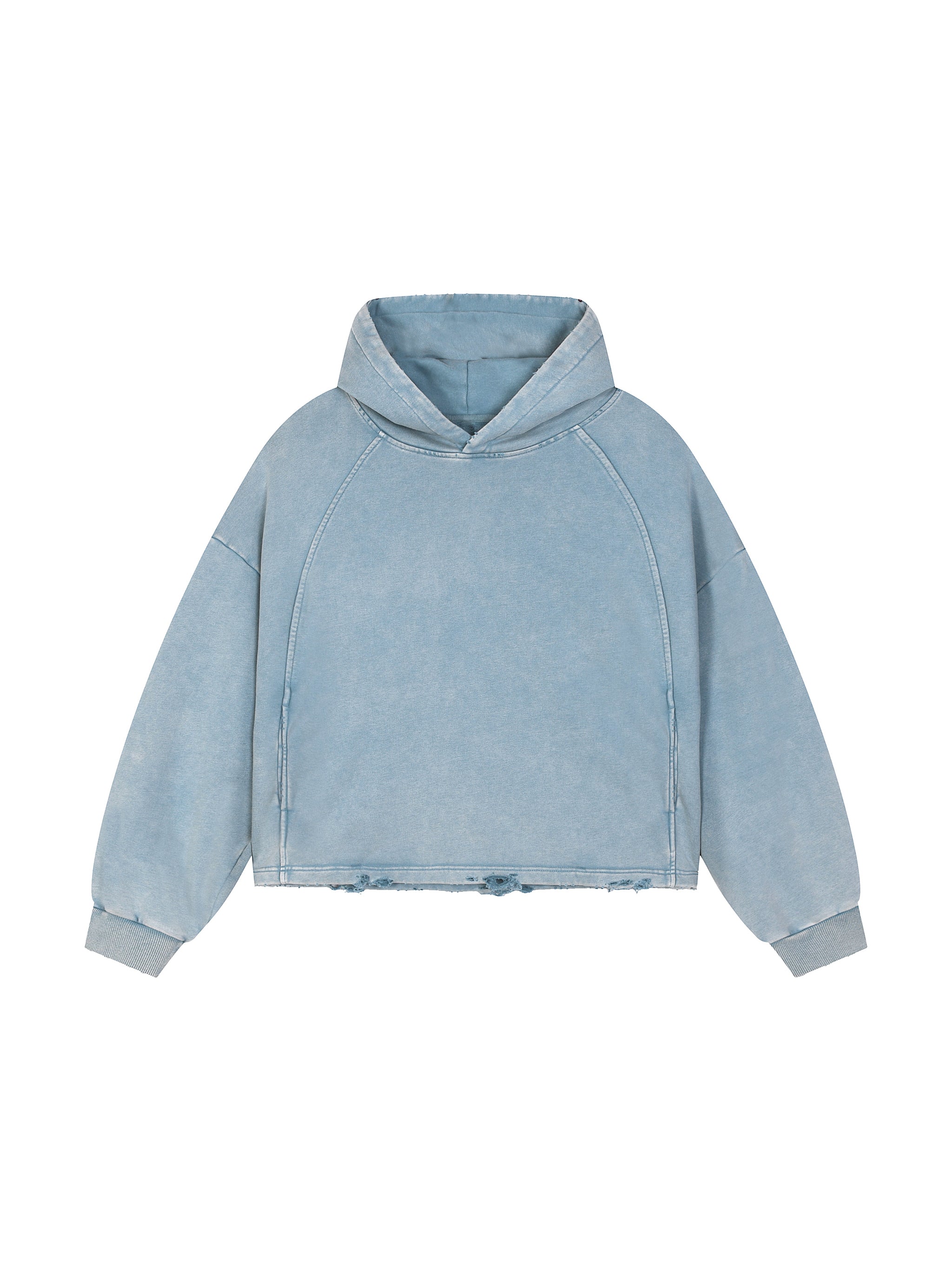 EIWVintage Washed BAGGY Frayed-Hem Hoodie