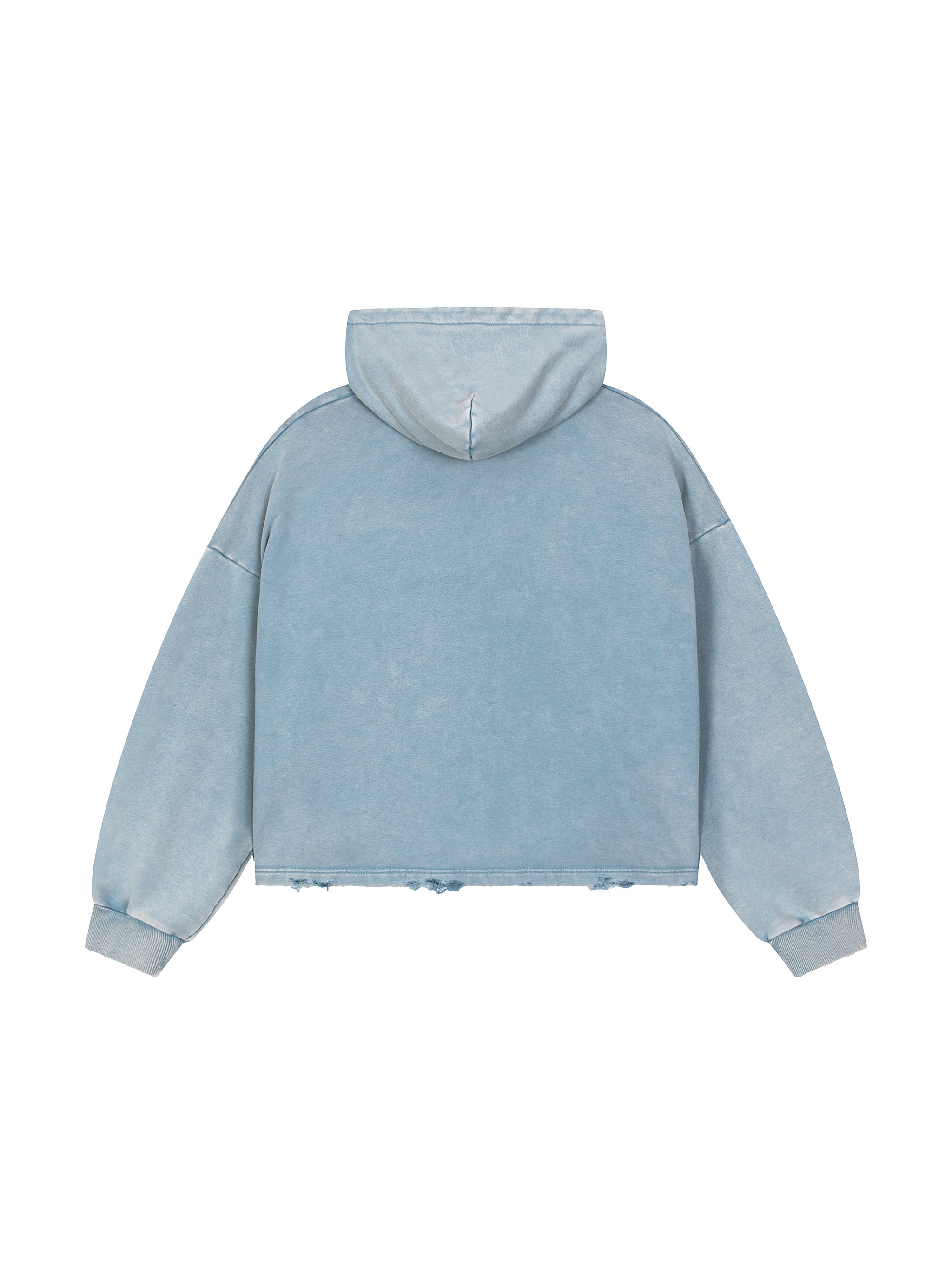 EIWVintage Washed BAGGY Frayed-Hem Hoodie