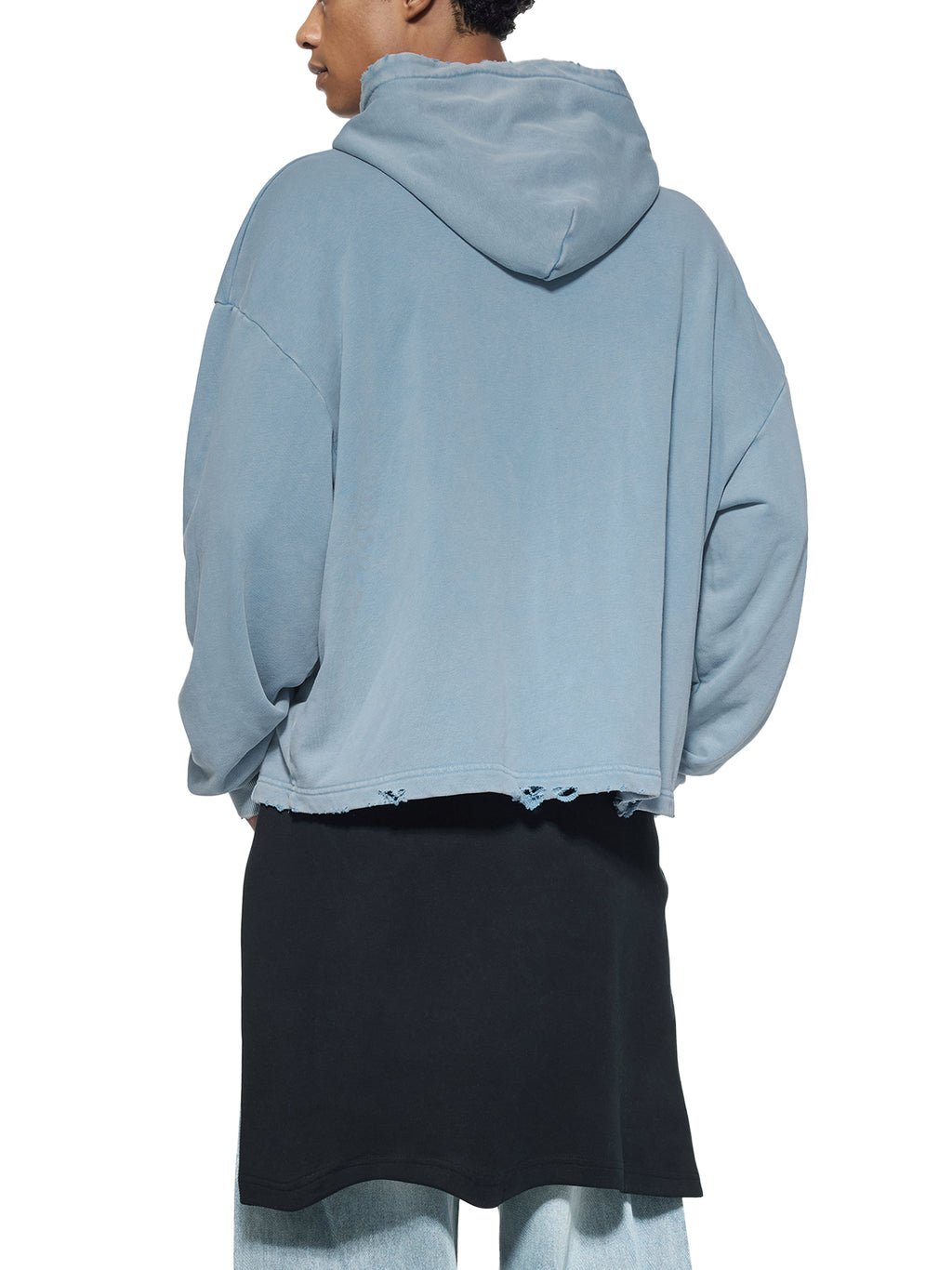 EIWVintage Washed BAGGY Frayed-Hem Hoodie